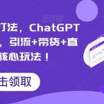 视频号矩阵打法，CHATGPT批量做视频，引流+带货+直播3大核心玩法！