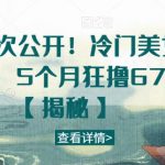 全网首次公开！冷门美女号玩法，5个月狂撸67W【揭秘】