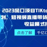 2023风口项目TIKTOK出海掘金计划，短视频直播带货跨境电商，多收益模式扶持