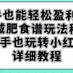 新手也能轻松盈利1W，卖减肥食谱玩法秘籍，新手也玩转小红书详细教程【揭秘】