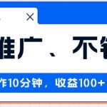 不推广、不销售1天操作10分钟，收益100+