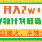 中视频计划全新玩法，月入2W+，收益稳定，几分钟一个作品，小白也可入局【揭秘】
