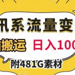 腾讯系流量变现，无脑搬运玩法，日入1000+（附481G素材）【揭秘】
