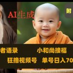 AI生成小和尚接福，老者语录，狂撸视频，日入700+内附251G素材【揭秘】