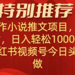 无脑操作【小说推文项目】，兼职每天两小时，日入轻松1000+，抖音快手视频号小红书中视频都可做【揭秘】
