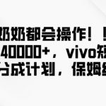 老奶奶都会操作，新平台无脑操作，单月40000+，VIVO短视频创作分成计划【揭秘】