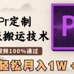 最新PR定制模版搬运技术，中视频100%通过，几分钟一条视频，轻松月入1W＋【揭秘】
