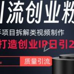 快手项目拆解类视频详细制作流程打造个人IP，单日引流200+高质量创业粉【揭秘】