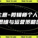 剪辑生意-剪辑师个人IP流量思维与运营策略课