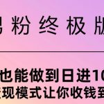 男粉终极版，小白也能做到日入几张，八大变现模式让你收Q到手软