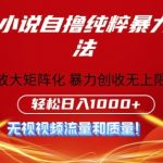 番茄小说自撸暴利新玩法，无门槛，不要流量不要质量，轻松日入1k