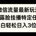 微信流量最新玩法，不露脸直播小游戏，小白轻松日入3位数