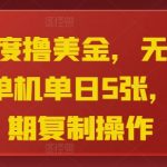 零难度撸美金，无脑上手，单机单日5张，可长期复制操作