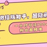 微信版知乎，超隐蔽流量入口1小时引流100人，粉丝质量超高【揭秘】