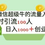新的引流变现阵地，微信超级牛的流量入口，半小时引流100人，日入1000+创业粉