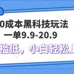 黑科技玩法2.0，一单9.9.不挑人，小白当天上手，作品纯靠黑科技