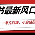 小红书最新风口项目，一天只用10分钟，一单几百块，小白简单无脑操作!