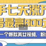 2024年快手七天涨万粉，但账号最高800元回收，两分钟一个爆款美女视频