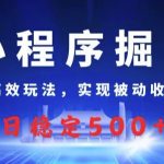 小程序掘金，高效玩法，实现被动收益，日稳定几张