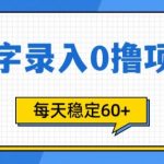 简单打字的零撸项目，每天稳稳60+(附渠道入口)