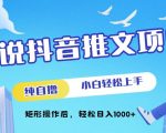小说抖音推文项目，纯自撸，小白轻松上手，矩形操作后，轻松日入几张