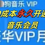 0成本永久音乐会员，可自用可变卖，多种变现形式日入3张