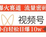 0粉在视频号爆火赛道流量密码，模式全方位，小白轻松日爆10w+流量