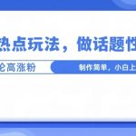 利用热点，话题性文法高评论高涨粉，稳定项目
