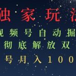 独家视频号自动掘金，单机保底月入1k，解放双手，懒人必备