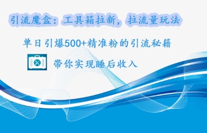 引流魔盒：工具箱拉新，拉流量玩法，单日引爆500+精准粉的引流秘籍