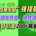 朋友圈强提醒，引流精准创业粉无需剪辑发作品，操作简单粗暴，单人单日引流200+创业粉