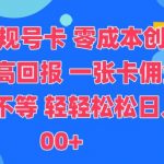 官方正规号卡，0成本创业，低门槛，高回报，一张卡佣金90-200不等
