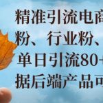 小投资撬动大收益，精准引流创业粉、行业粉，单日引流80+，一天可变现多张