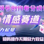 视频号创作者分成项目之情感赛道，暴力起号可同步多平台发布，实现税后月入过W
