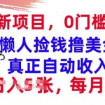 懒人捡钱撸美金，最新项目，每月过W+无脑操作，真正自动收入