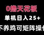 0撸单机日入25+ 可批量操作 无需养鸡 长期稳定 做了就有