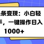 AI 头条变现：小白轻松上手，一键操作日入多张