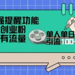 利用视频号强提醒功能，精准引流创业粉，搬砖式引流，有操作就有流量，单人单日引流100+
