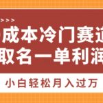 0成本冷门赛道，宝宝取名一单利润299，小白轻松月入过万