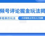 视频号评论掘金玩法，小白轻松上手