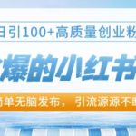 最火爆的小红书引流，日引100+高质量创业粉