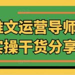 小说推文运营导师大佬实操干货分享