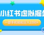 适合小白0基础必做风口项目，小红书虚拟掘金，一部手机轻松日入多张
