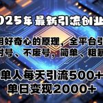 2025年最新引流创业粉，利用好奇心的原理，全平台引流，不封号、不废号，简单、粗暴