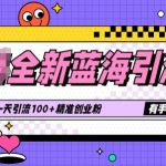 全新蓝海引流法，一天引流100+精准创业粉，有手就会
