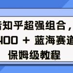 抖音知乎超强组合，日入4张， 蓝海赛道，保姆级教程