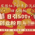 首发揭秘小红书私域日引500+创业粉四大模板，全程干货，没有废话