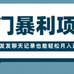 冷门暴利项目，一部手机即可操作，每天发发聊天记录也能轻松月入过W