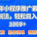 25年微信小程序推广最新玩法，轻松日入多张，操作简单 做就有收益，全网首发