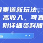 冷门赛道新玩法，无门槛，高收入，可直接上手，附详细资料加教程